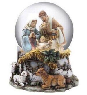  Swiffybuy Christmas Ornaments כדור בדולח מוסיקאלי מאיר - המשפחה הקדושה 